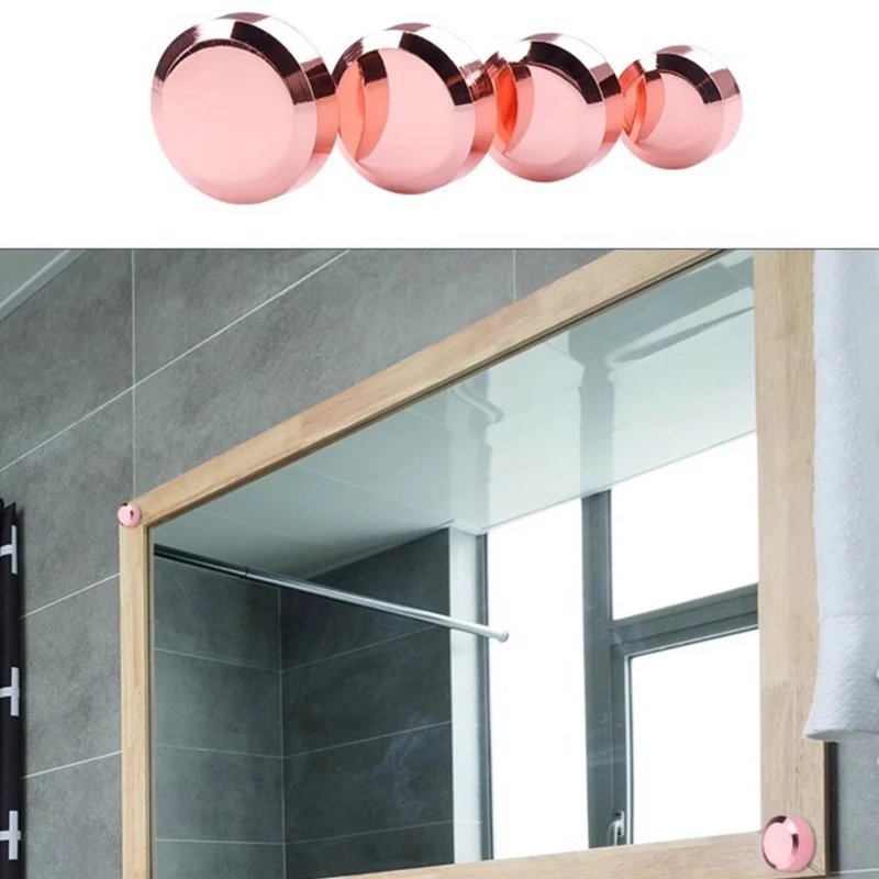 4 adet Gül Altın Kaplama Prinç Ayna Vidaları Zarif Eğimli Tasarımlar Banyo ve Dekoratif Ayna için Aksesuar