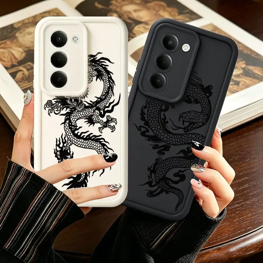 Black Line Dragon Snake Case for Samsung Galaxy A15 A16 A56 A12 A13 A26 A32 A35 A23 A34 Phone Cover A36 A53 A54 A71 A72 A51 A73