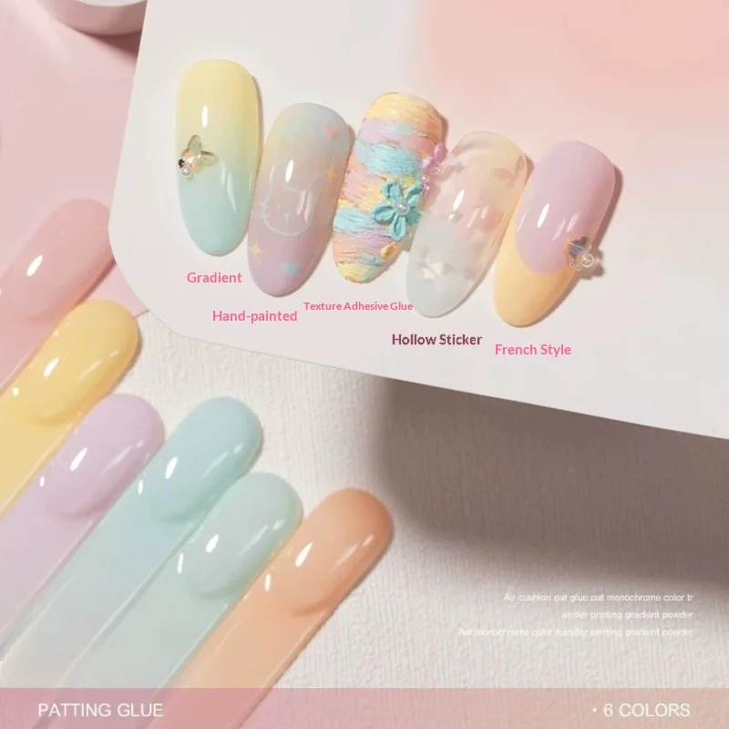 6 Colors Air Cushion Pat Painting Gel Nail Polish High Saturation Blush Concealer Gradient Soak Off UV LED Blending Nail Art