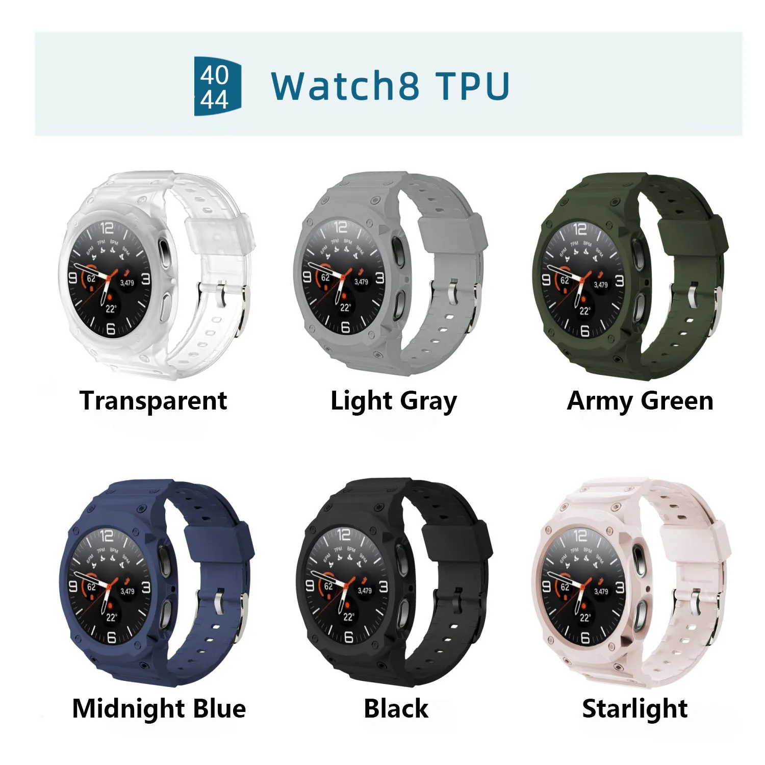 Silicone Strap Case For Samsung Galaxy Watch 8 40mm 44mm Band Bracelet Wristband Galaxy Watch 8 TPU Protect Cover Integrated