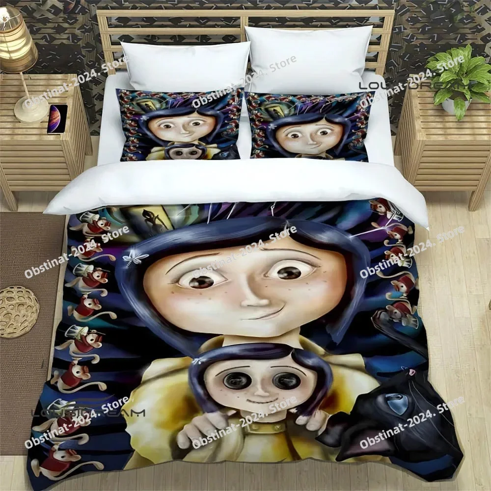 

3D Cute C-Coraline Cartoon Bedding Set Printed Bed Set With Pillowcase Bed Duvet Cover Soft Single Double Queen Super King Size