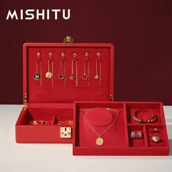 MISHITU High End Double Layer Jewelry Storage Box Earrings Rings Necklaces Storage Case Wedding Gold Jewelry Jewelry Display Box