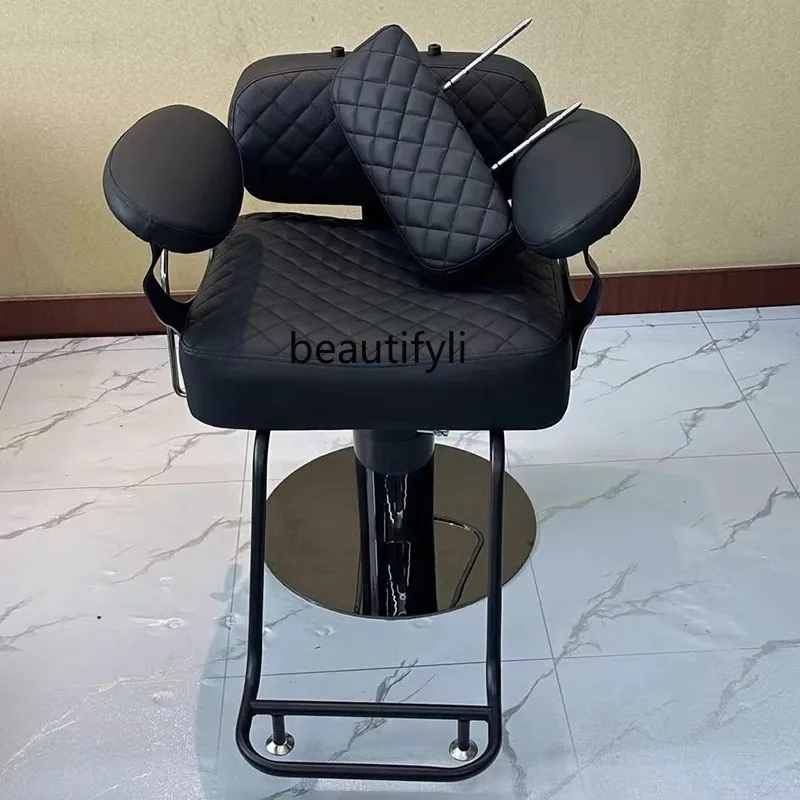 Hairdressing chair Comfortable scissor chair Lifting rotating haircut chair Stainless steel can be reclined