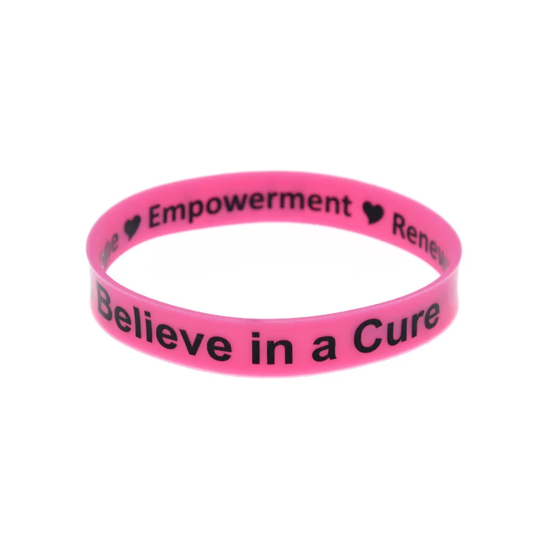 1 PC Impresso Hope Empowerment Pulseiras de Silicone Pulseira Inspiradora Rosa Tamanho Adulto