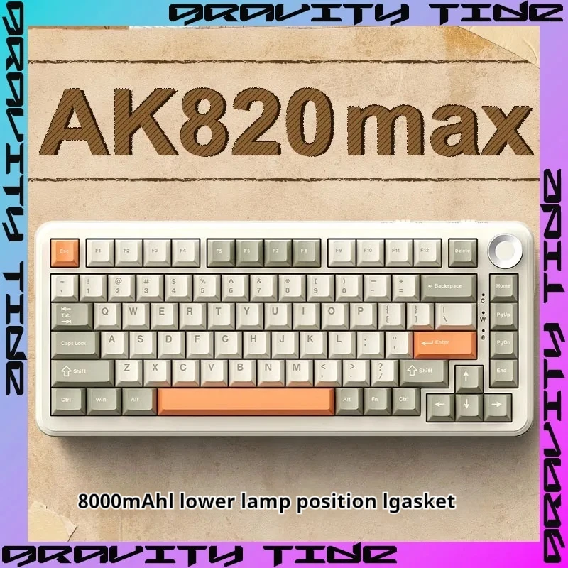 

Ajazz Ak820max Three-Mode Wireless Mechanical Keyboard 75% Layout With A Screen Wireless E-Sports Keyboard. Gasket 8000mah Lol