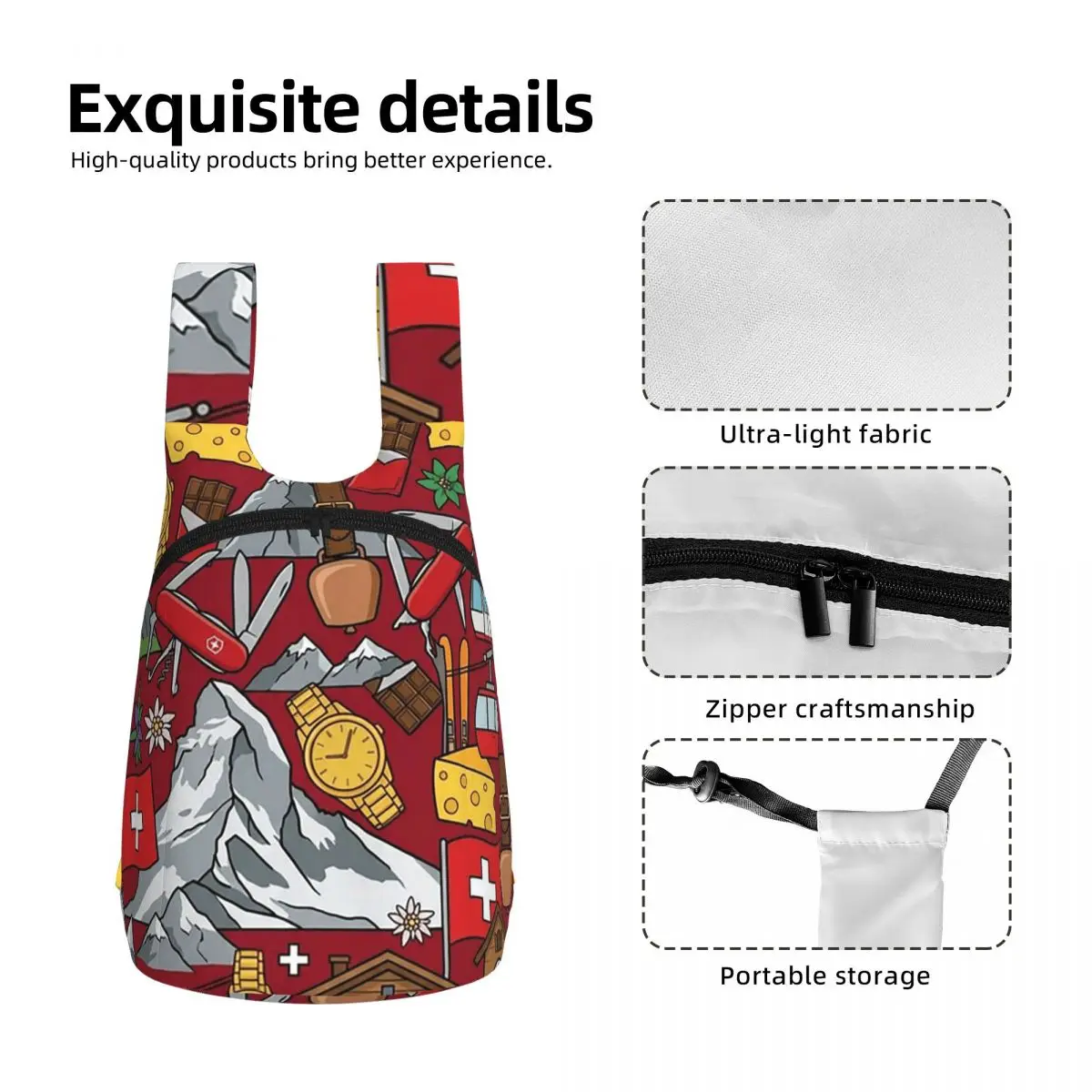 Vibrant Switzerland Heritage National Pride Student Backpack School Bag Hiking Travel Daypack Storage Bookbag Shoulder Bags