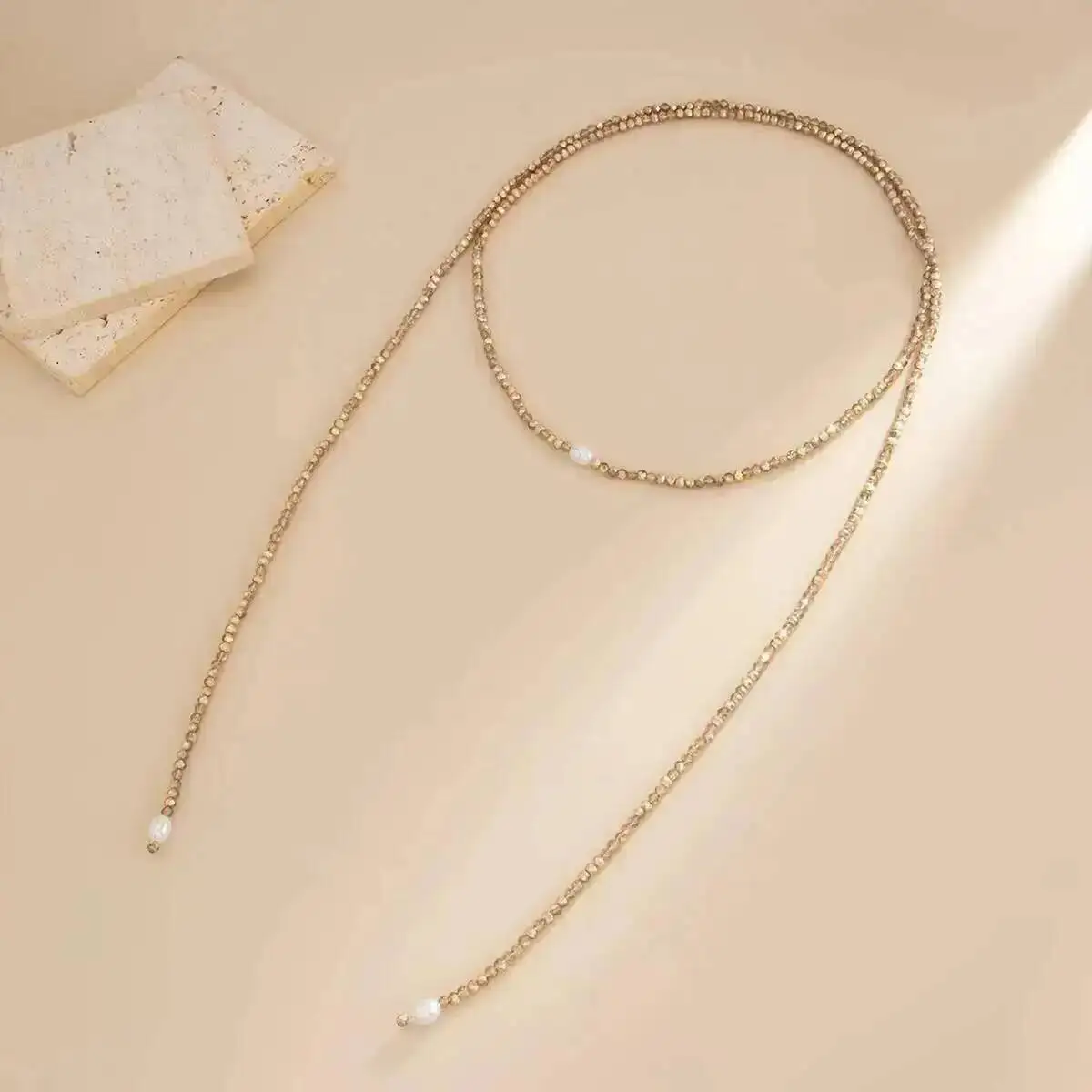 Salircon Multilayer Crystal Bead Chain Pendant Necklace for Women Sexy Fashion Simple Stacked Jewelry Gift Accessory