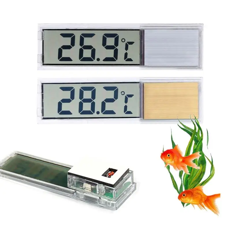 LCD Digital Fish Tank Mini Thermometers Aquarium Self-Adhesive Thermometer Large Screen Monitor Terrarium Temperature Meter0-60℃