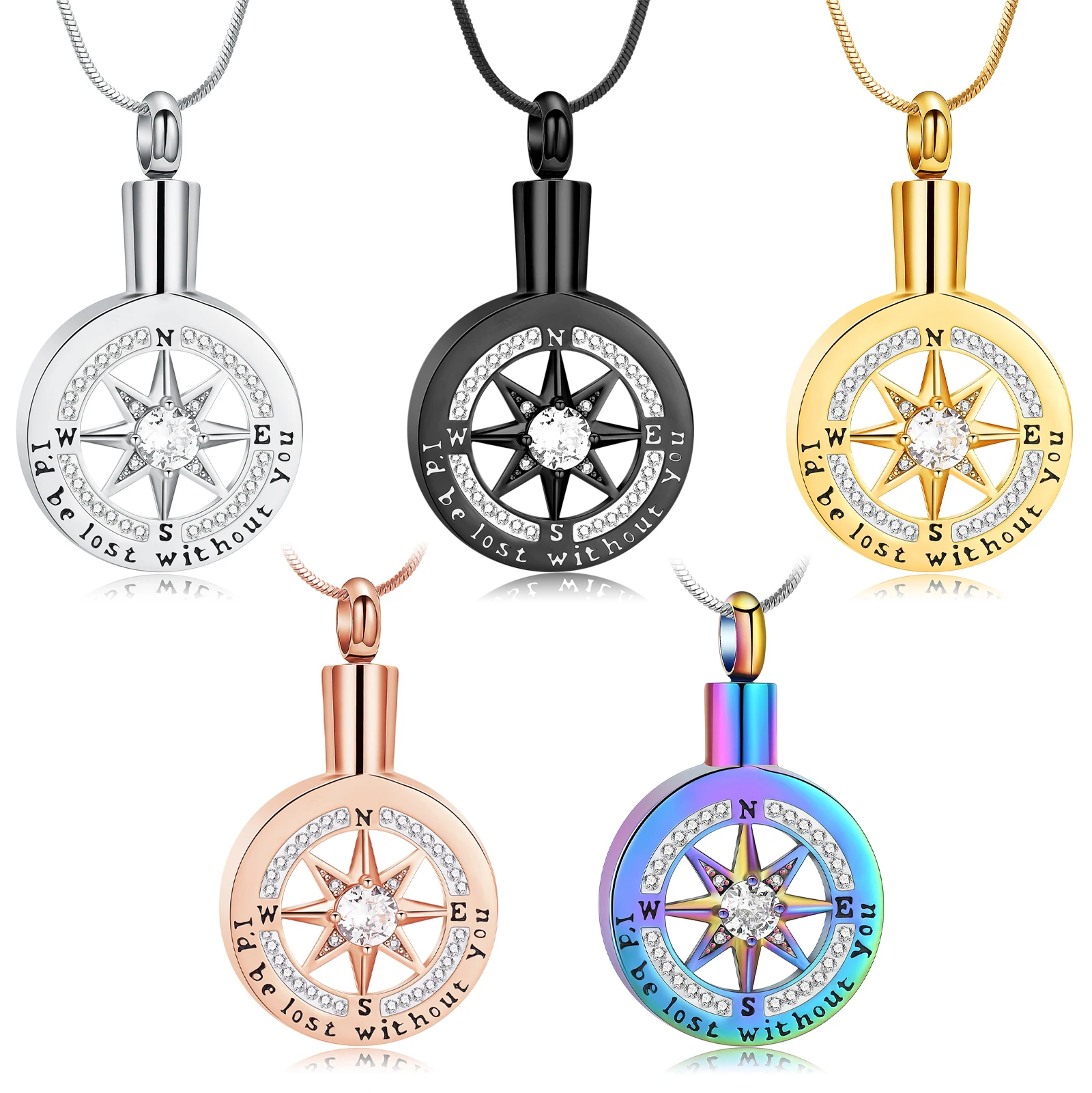Compass Urn Necklace for Ashes Crystal Jewelry Ashes Pendant Memorial Ashes Keepsake Necklace I'd be lost Without you