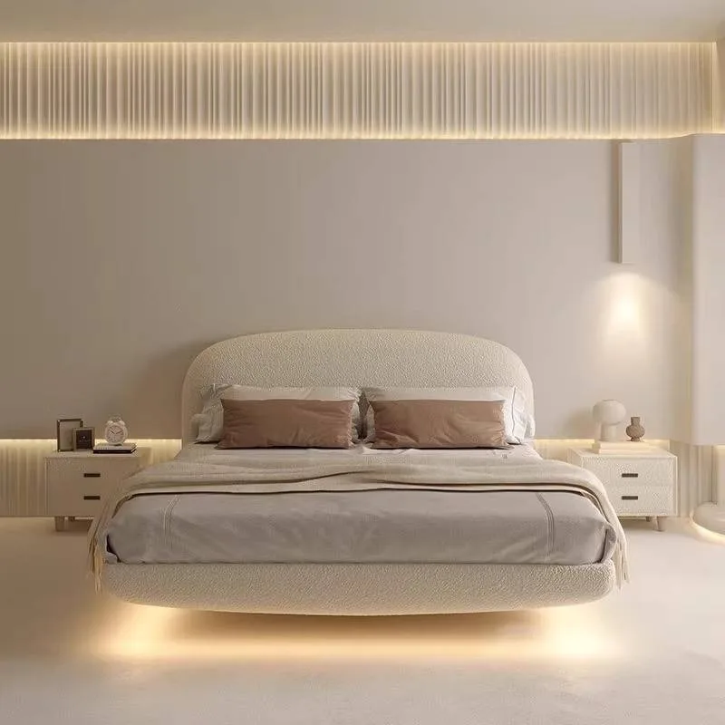Large Couples Double Bed Bedside Table Decoration Floating Headboards Double Bed Queen Single Camas De Dormitorio Furniture Home