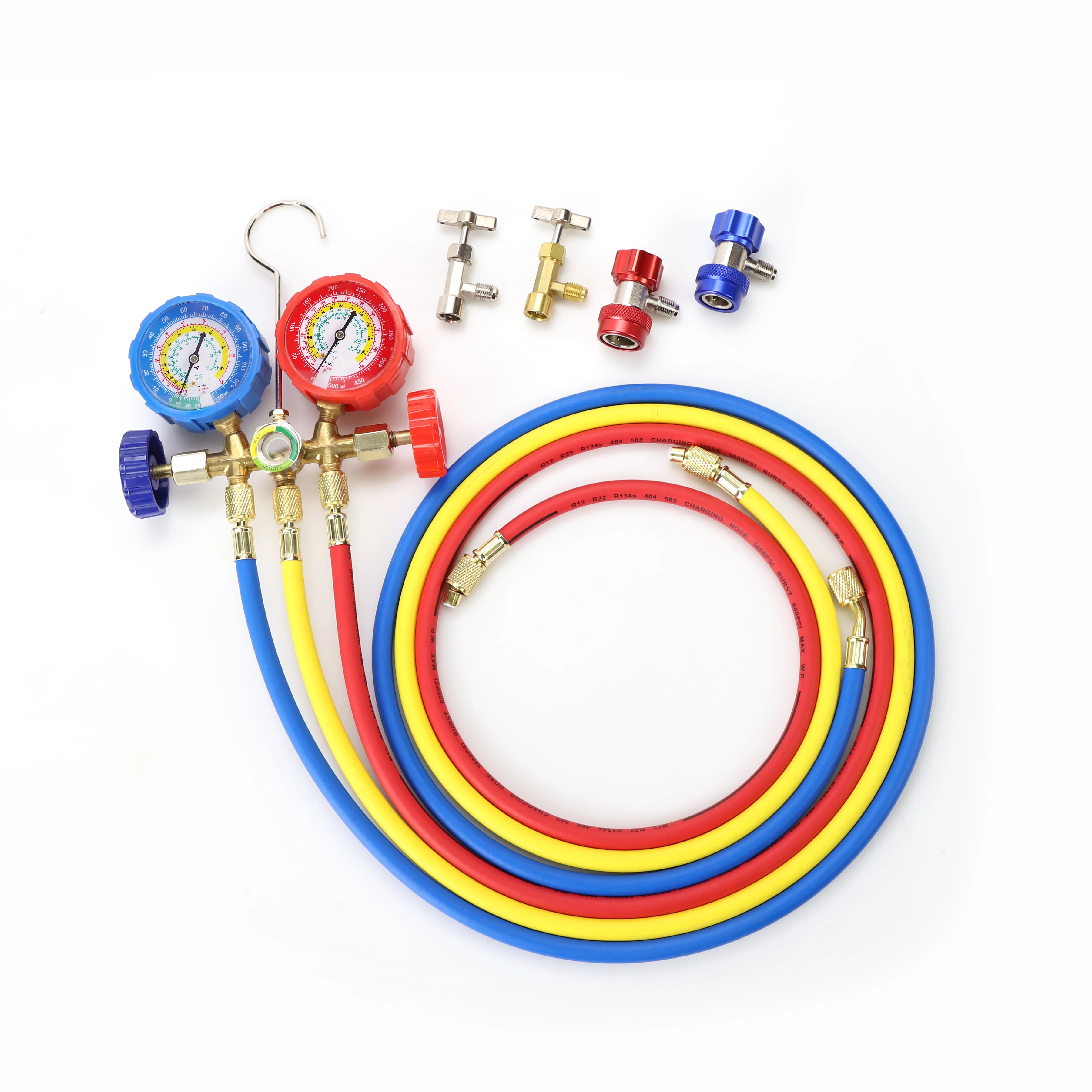 

C305 High Quality Air Conditioner Refrigeration Manifold Gauge Set Sight Glass Including R134 R410a R22 R407c Pressure Gauges
