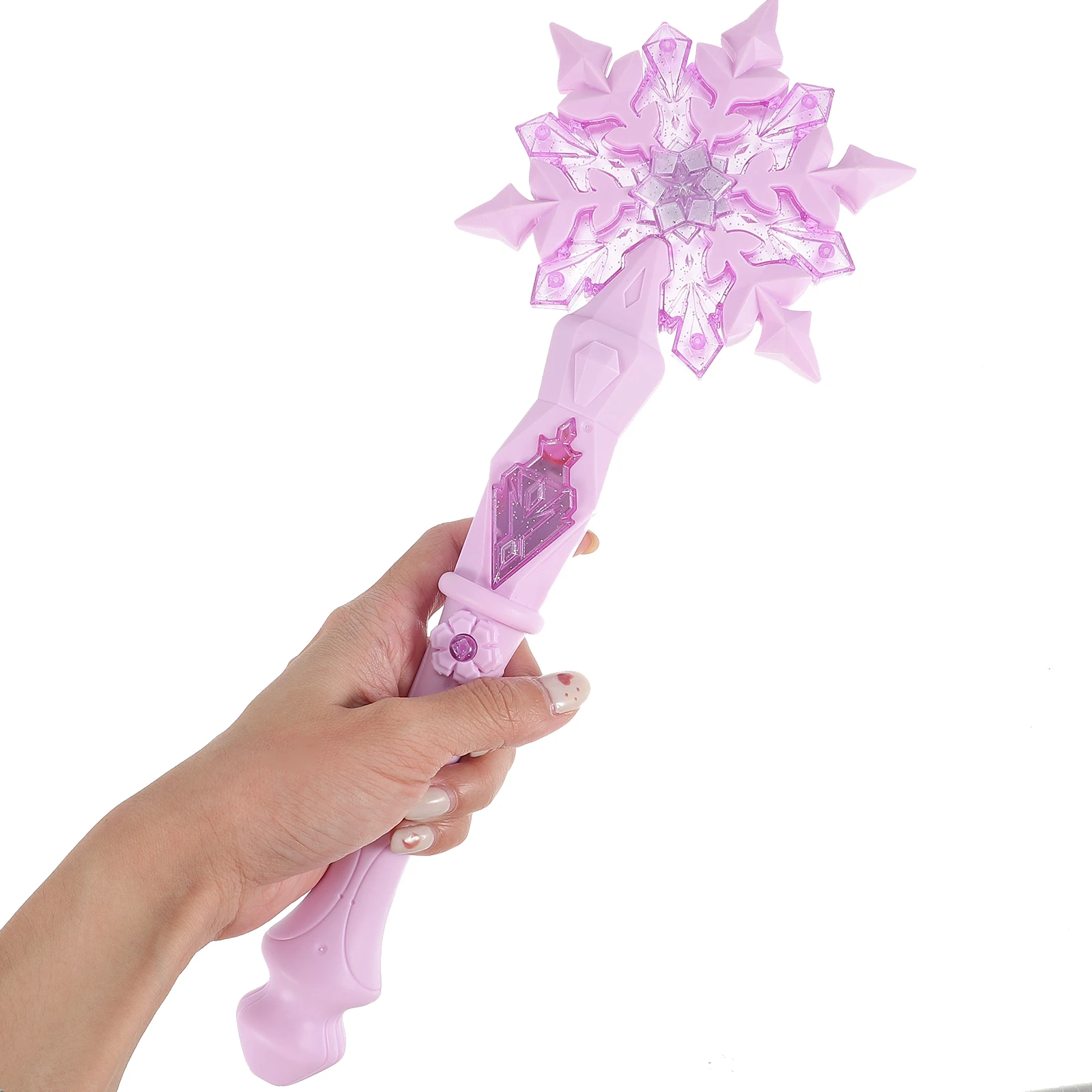 2Pcs Snowflake Light Up Sticks Glowing Fairy Wands Halloween  Carnival Cosplay Costume Accessories Princess Magic Wand Props