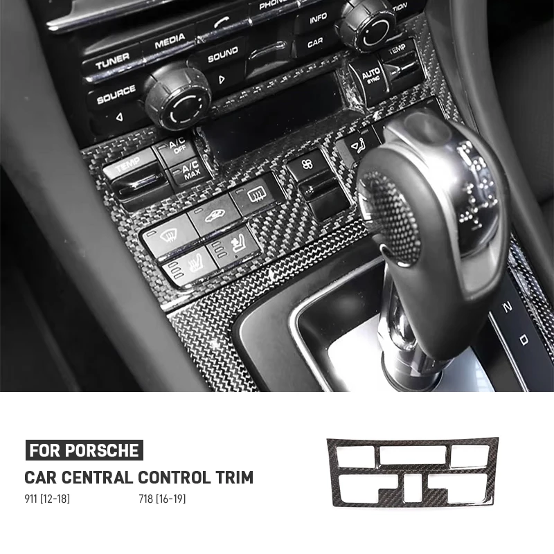

For Porsche 911 2012-2018 718 2016-2019 Real Carbon Fiber Car Central Control Air Conditioning Button Panel Frame Cover Sticker