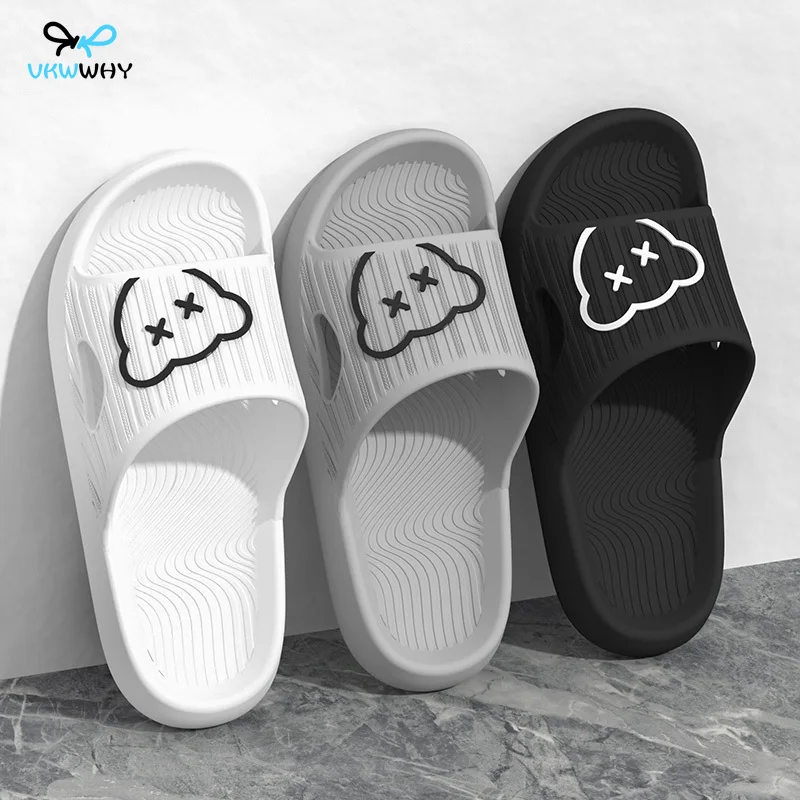 Summer Bathroom Household Slippers Flat Non-slip, Cartoon Flip-flops Beach Women's Sandals Indoor and Outdoor