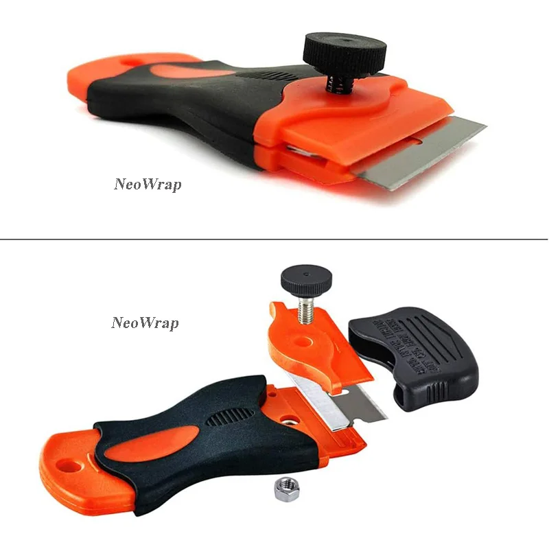 Glass Cleaning Scraper Tool for Car Windows Stickers Non Scratch Scraper with Metal+Plastic Blades Oven & Hob Scraper