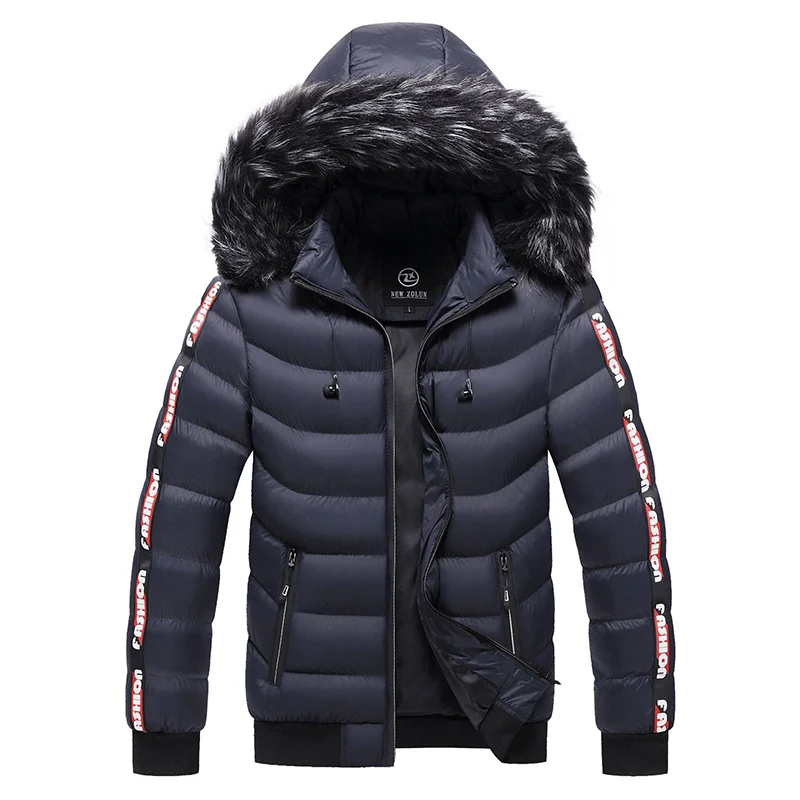 Parkas com capuz destacável masculino com chapéu, jaquetas quentes, corta-vento, outwear, casacos masculinos, inverno, outono