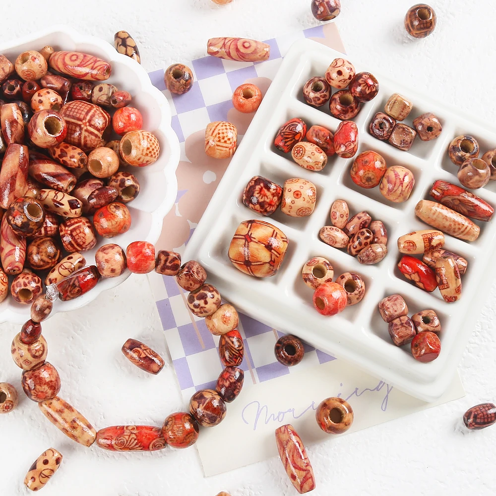 

50Pcs High Quality Vintage Natural Big Hole Wooden Beads For Necklace Bracelet Charms for DIY Jewelry Making Hair Accessory