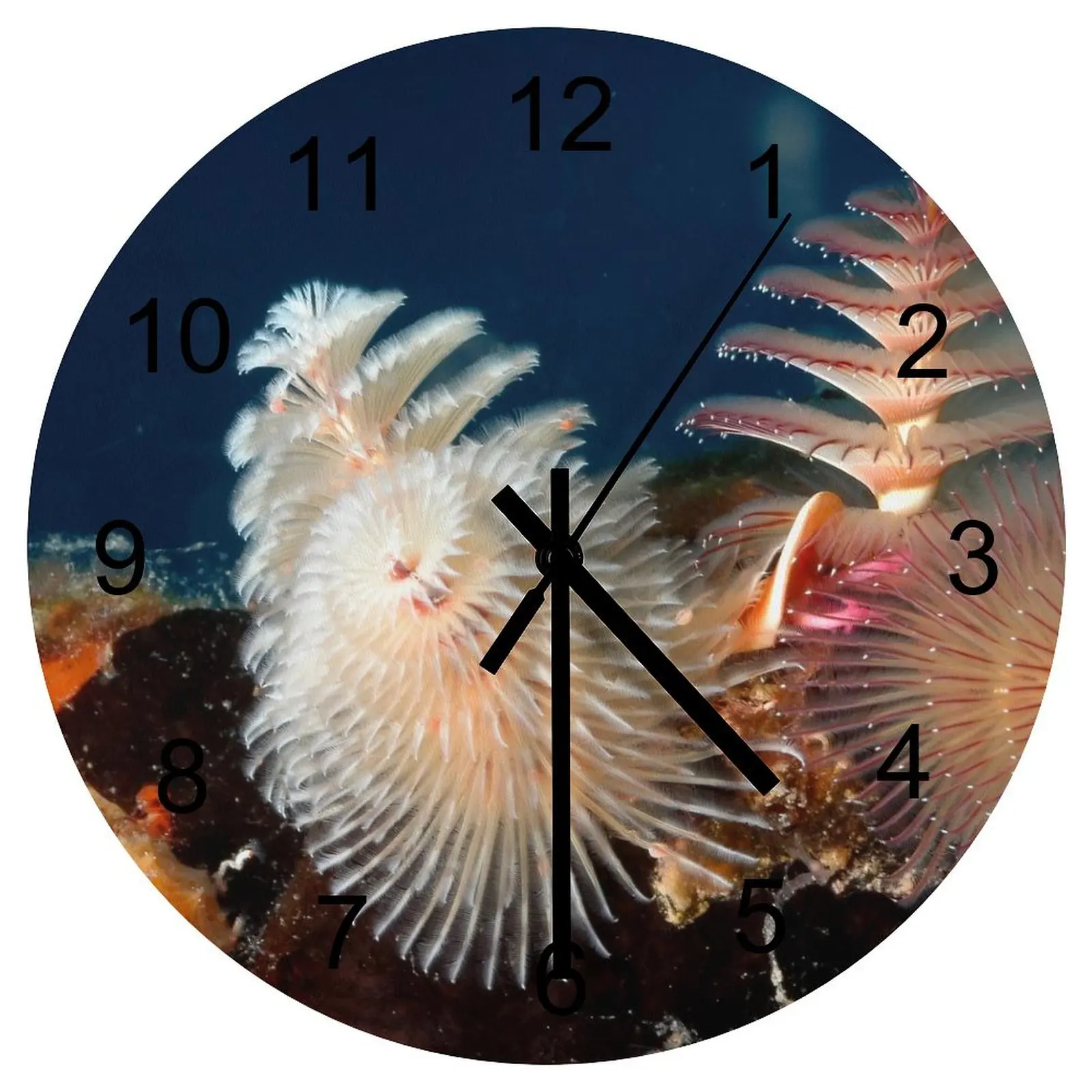 

Study Wall Clock Attractive underwater world Clocks 12 inch Mute Fashion Round Patterned Printed Design Sporty