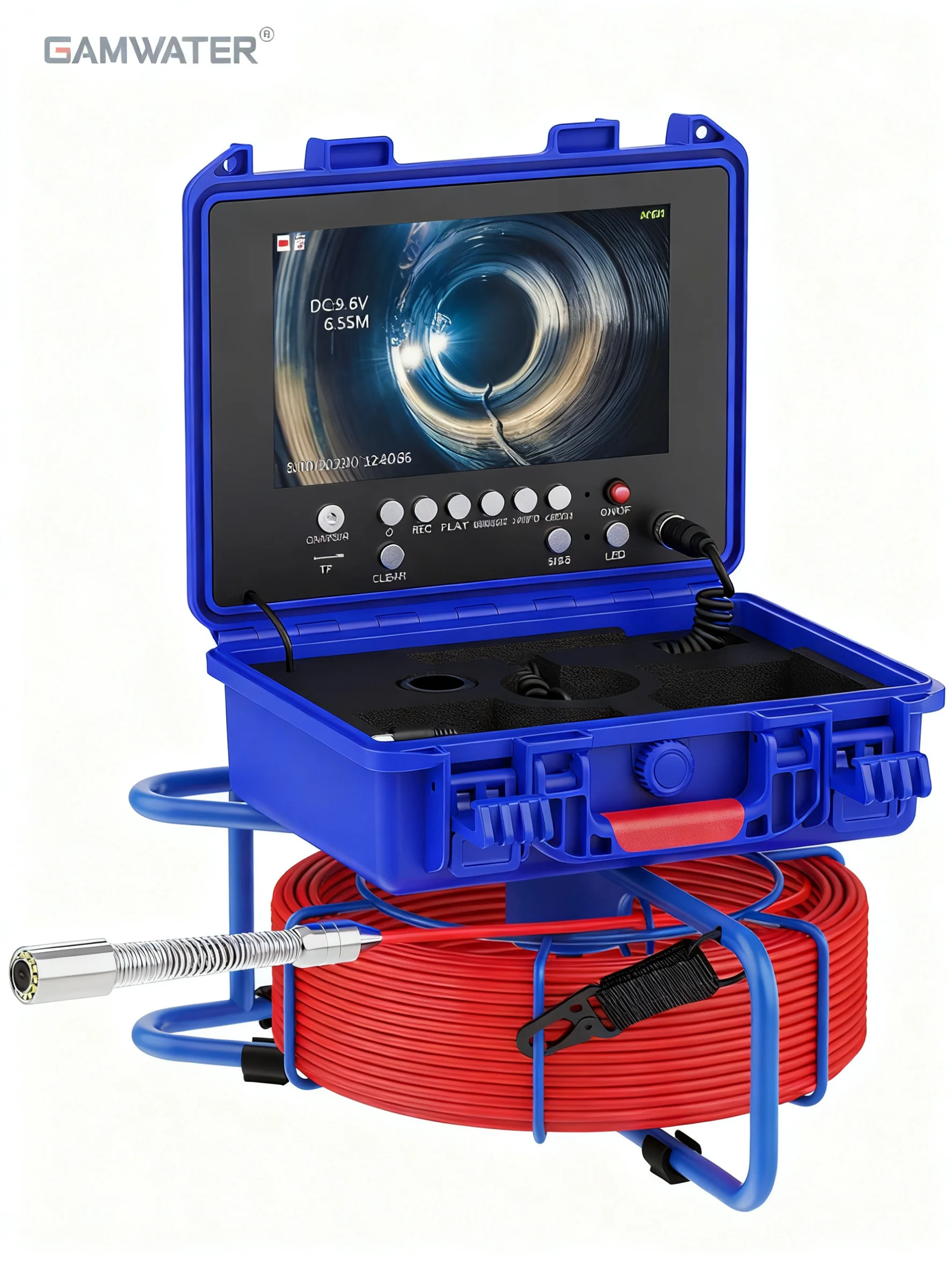 Rioolcamera met 512Hz zelfnivellerende functie - Rioolinspectiecamera met meterteller, HD endoscoopcamera met 4500mAh batterij - afbeelding 1