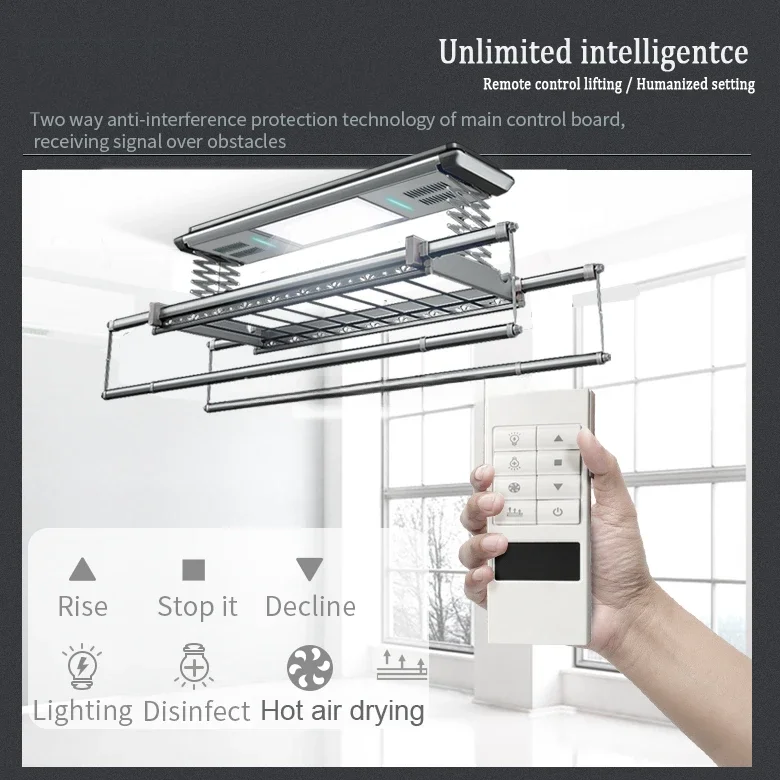 Popular Products Automation Cloth Laundry Hanger Remote Electric Ceiling Clothes Drying Rack Laundry Rack Smart