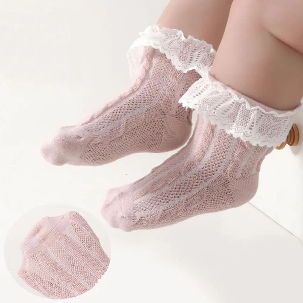 

Children's baby socks in summer thin mesh cotton socks short socks baby let go lace socks Princess socks.
