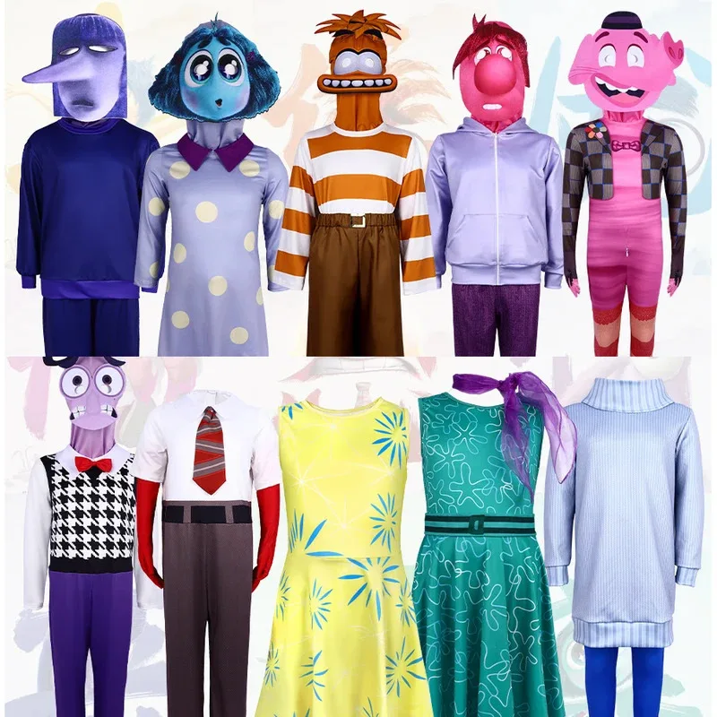 

l2025l Halloween Inside Out 2 Cosplay Joy Disgust Costume For Kids Inspired Dress Anger Fear Halloween Birthday Party Costume Fo