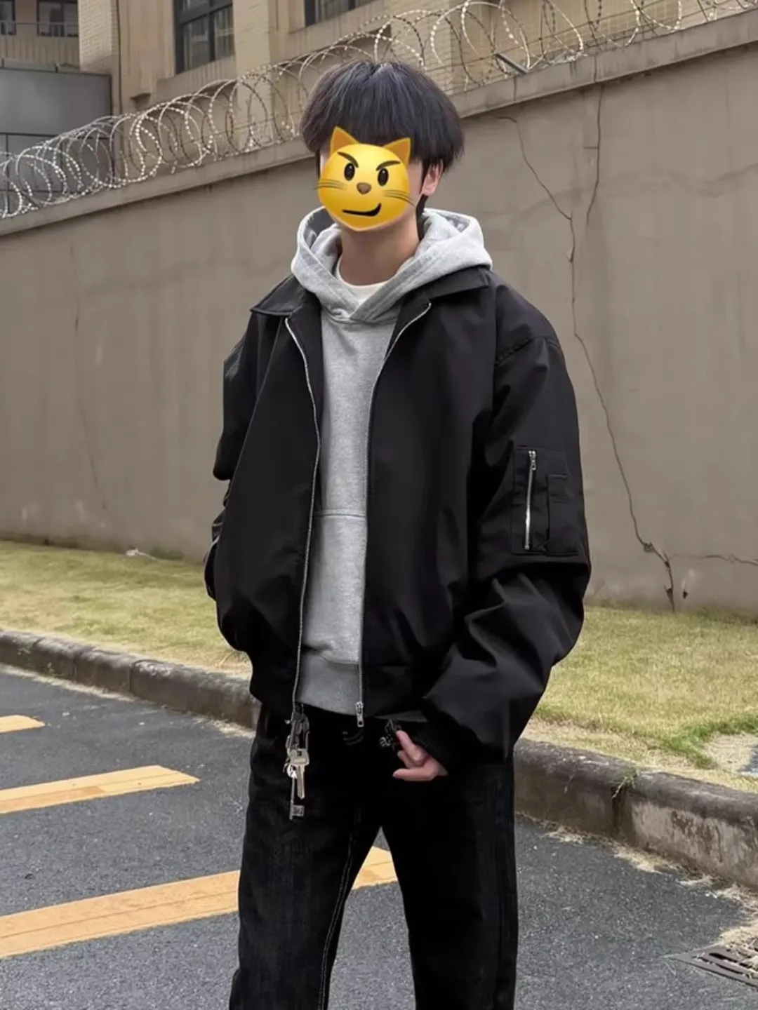 

Bla MA American Sle Flight Jaet Men's ort ape Outerwear Cool oulder Ball Game Polyester Fiber Zipper Decoration