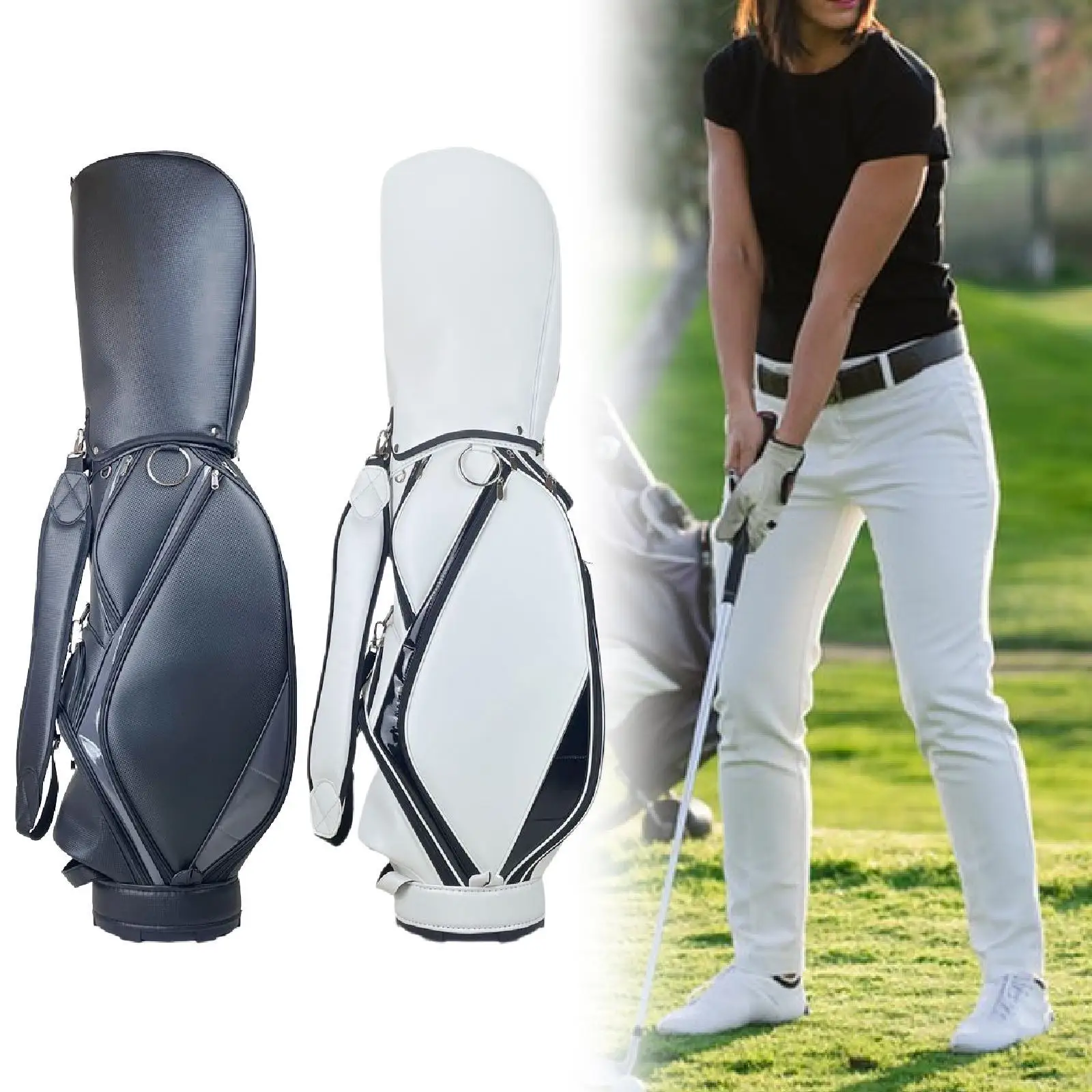 

Golf Bag Holder PU Leather Club Divider Organizer Lightweight Golf Cart Bag
