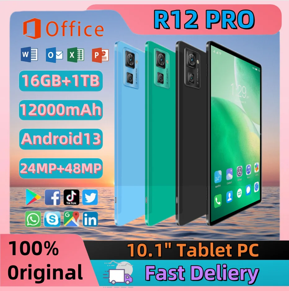 

Global Limited Edition R12PRO Smasung Tablet 16GB RAM 1TB ROM Android13 MTK6797 12000mAh 5G Dual SIM Outbound Bluetooth Keyboard