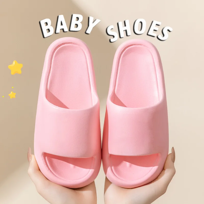 Summer Children Slippers EVA Solid Color Non-slip Flip Flops Lightweight Soft Bottom Home Shoes Indoor Boys Girls Bath Slippers