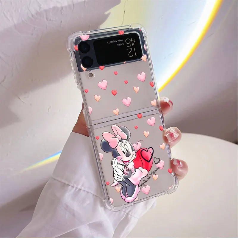 Mickey Mouse Cute Minnie Phone Case per Samsung Galaxy Z Flip 4 zflip ZFlip3 5G Z Flip 5 ZFlip4 Flip4 Soft Armor trasparente