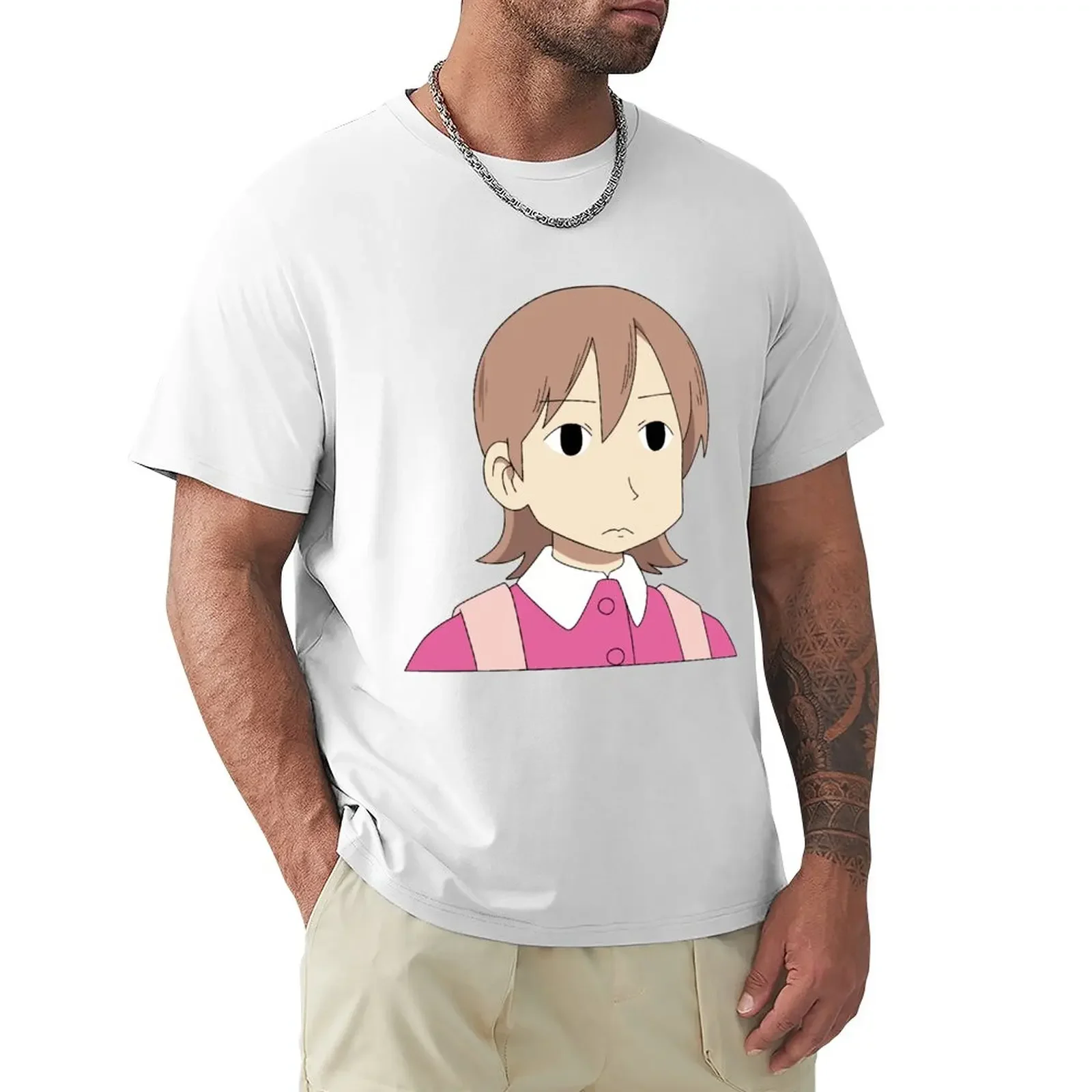 Nichijou | Aioi Yuuko Blank Face T-Shirt anime clothes plain men clothes