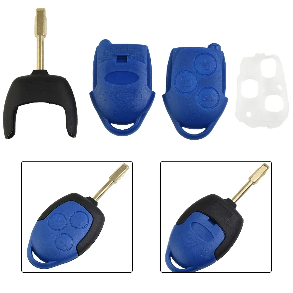 1pc Car Key Fob Case 3 Button BLUE Remote Cover For Ford Transit Connect Mk7 2006-2014 3 Button Key Shell