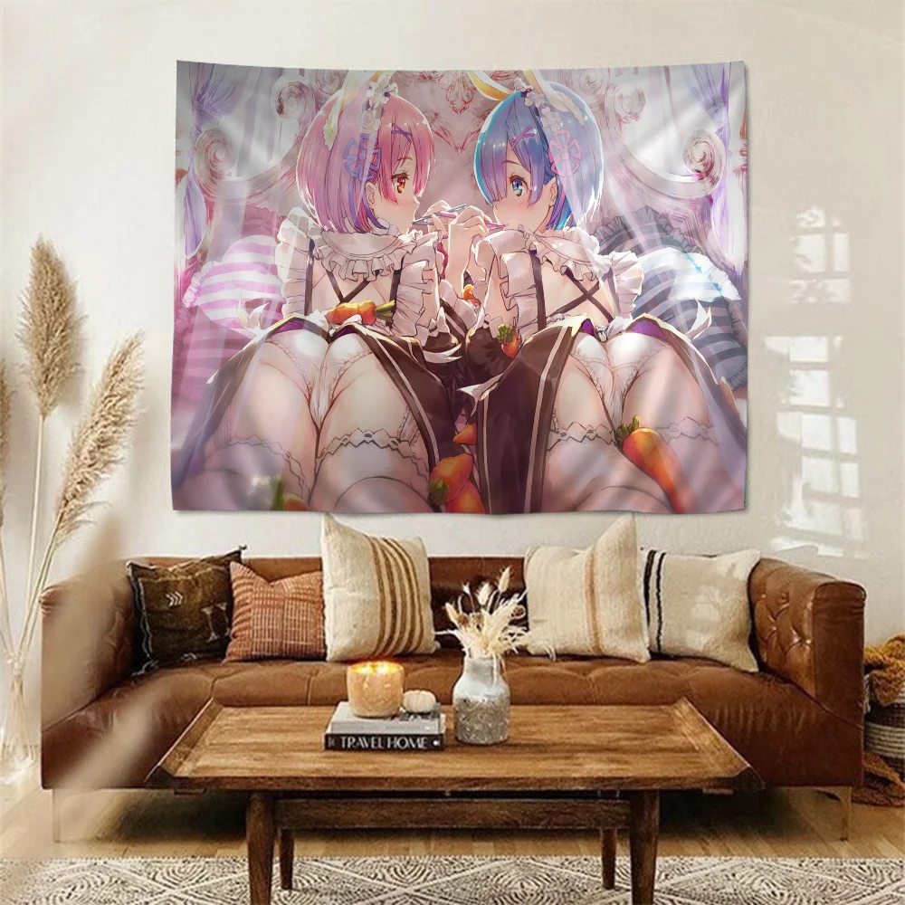 إعادة بدء الحياة صفر في عالم آخر نسيج أنيمي ، إميليا ريم ، التارو المعلق ، سجاد جدار الهيبي ، تعليق الجدار النوم