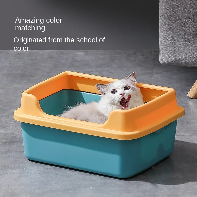 

Large Capacity Cat Litter Box Pet Sandbox Two-Color Splashproof Cat Tray Cat Toilet Cleaning Bath Basin Supplies