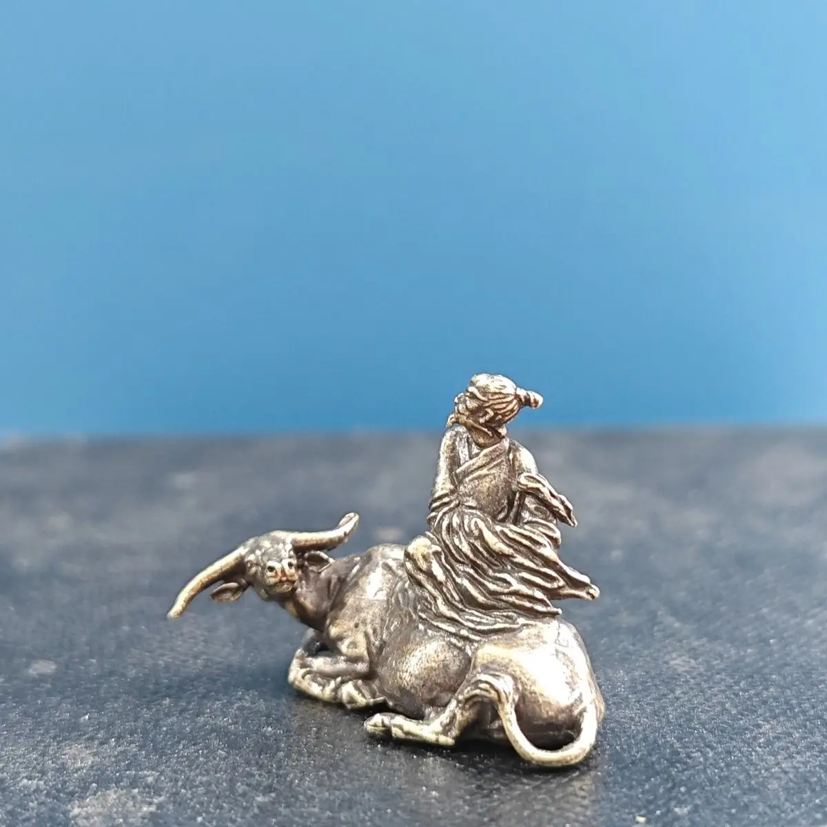 Brass Laozi's enlightenment bonsai, strange rock rockery, fish tank landscape ornament, riding an ox Laozi ornament