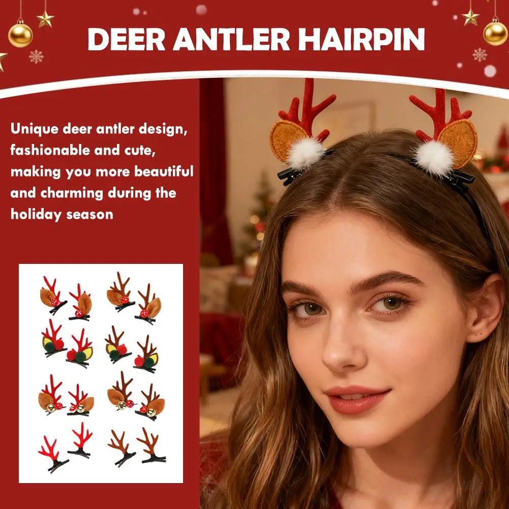 

1Pair Deer Antler Hair Clip Headwear Hairpin Accessories Gifts Decoration Girls Hairpin Friends Christmas Party Featival Tr Z3L8