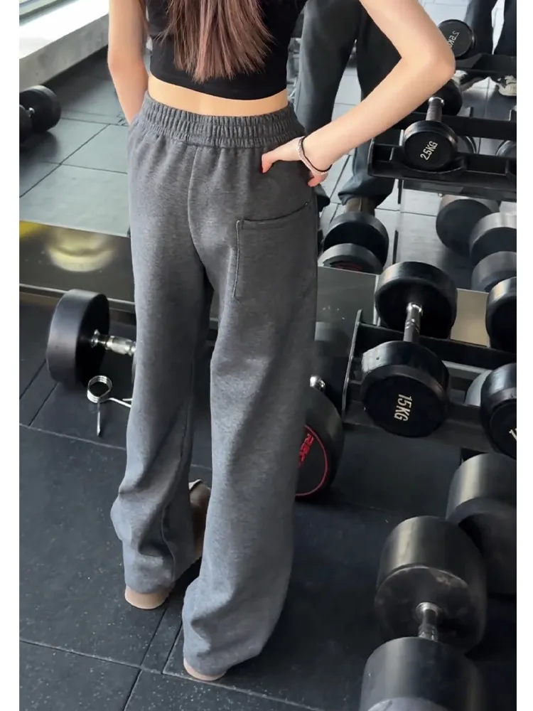 

Мужские спортивные брюки Deep ey Fitn: зимние и весенние, американского стиля, прямого кроя, повседневные, свободные, широкие штанины, средняя посадка на талии