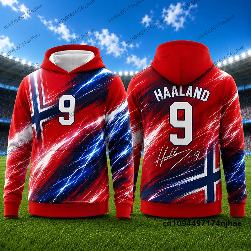 2026 Neue Spezial-Hoodies mit Haaland Nr. 9 Aufdruck für Männer und Frauen, Herbst, Langarm-Sportbekleidung, Fußball-Pullover, Sport-Oberteile für Kinder – Detail 5