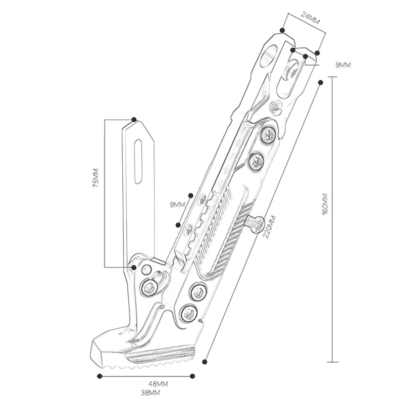 Soporte Universal para motocicleta, soporte lateral, soporte de pie, trípode lateral ajustable, soporte de estacionamiento de aleación, 1 ud.