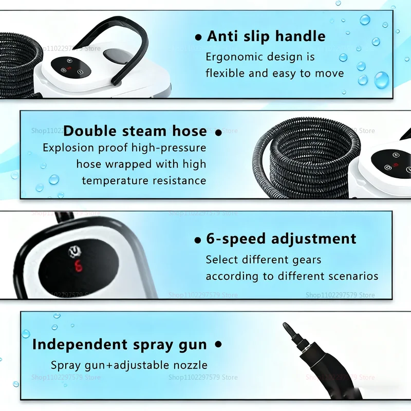 شاشة عرض منظف بالبخار بدرجة حرارة عالية لمكيف الهواء المنزلي وغطاء المطبخ وجهاز التنظيف المدمج للتدفئة السريعة