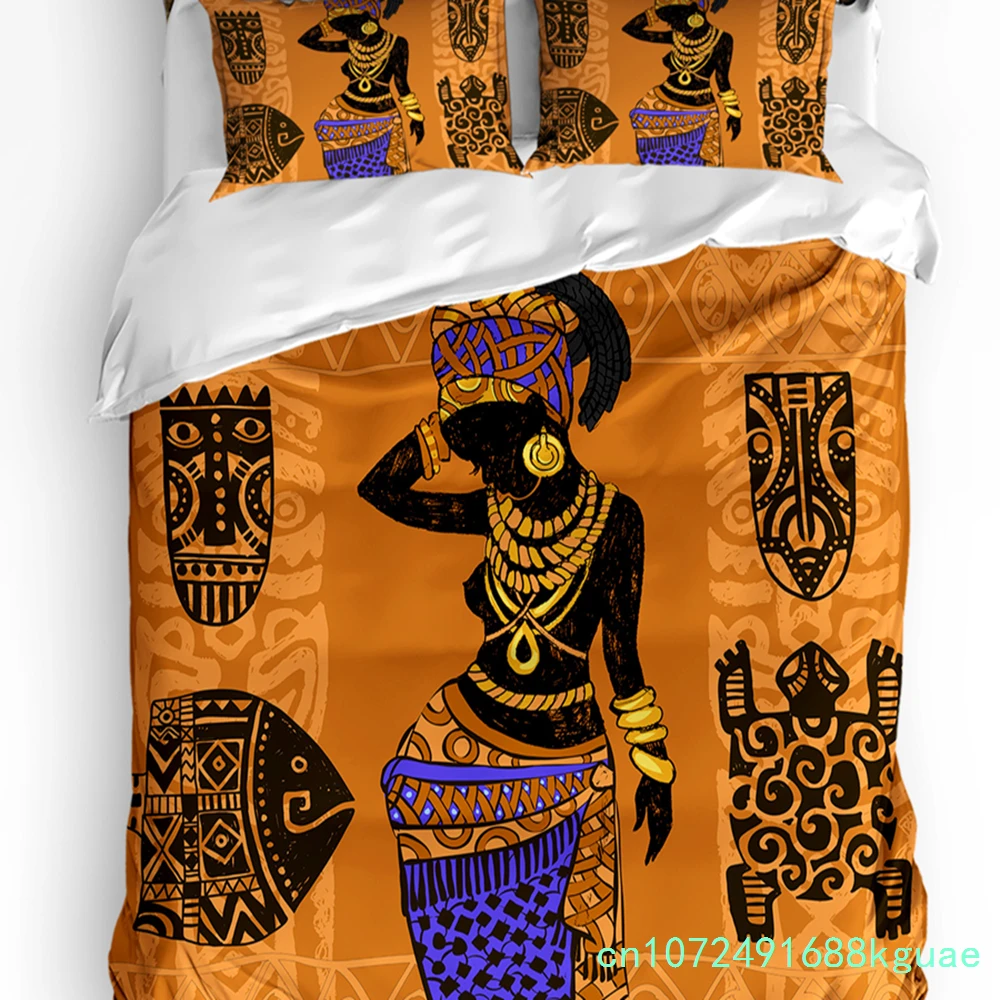 African Woman Dance Ethnic Culture Vase 3pcs Bedding Set For Bedroom Double Bed Home Textile Duvet Cover Quilt Cover Pillowcase