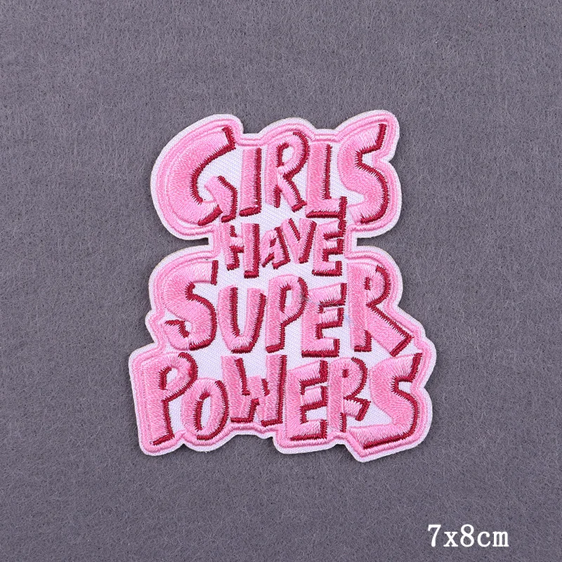 Girl\'s Power Embroidery Patch For Clothes Kindness Iron On Patches For Clothes Flowers Letters Fusible Patch Applique Decoration