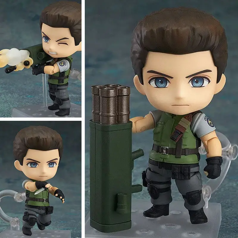 Nendoroid 681 Chris Redfield Resident Evil Q Version Action Figure Interchangeable Faces Posable Anime Game Model Toy Boys Gifts