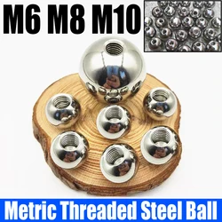 1PCS M6 M8 M10 Thread Half Hole Metric Thread Stainless Steel Drilling Balls Female Thread Blind Hole Steel Ball Bead OD 10-60mm