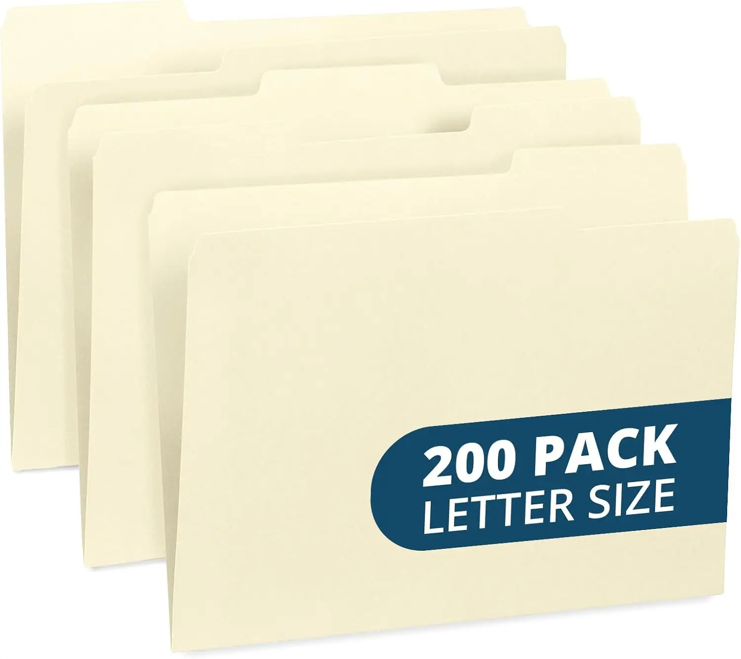 

200 Manilla File Folders Letter Size, 1/3 Cut Tabs Assorted, Durable 11pt Paper for Office Organization