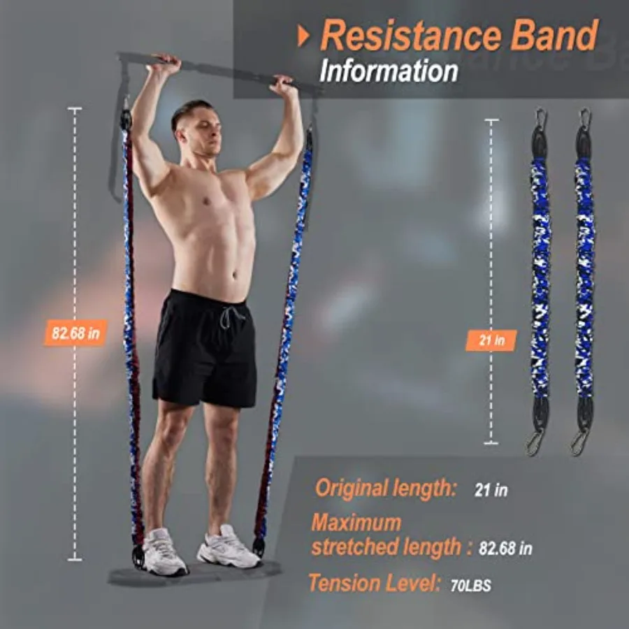 Resistance Bands for Portable Gym,Push Up Board and Pilates Bar Replacement Backup Exercise Band. Safety Cloth Cover,Squat Worko