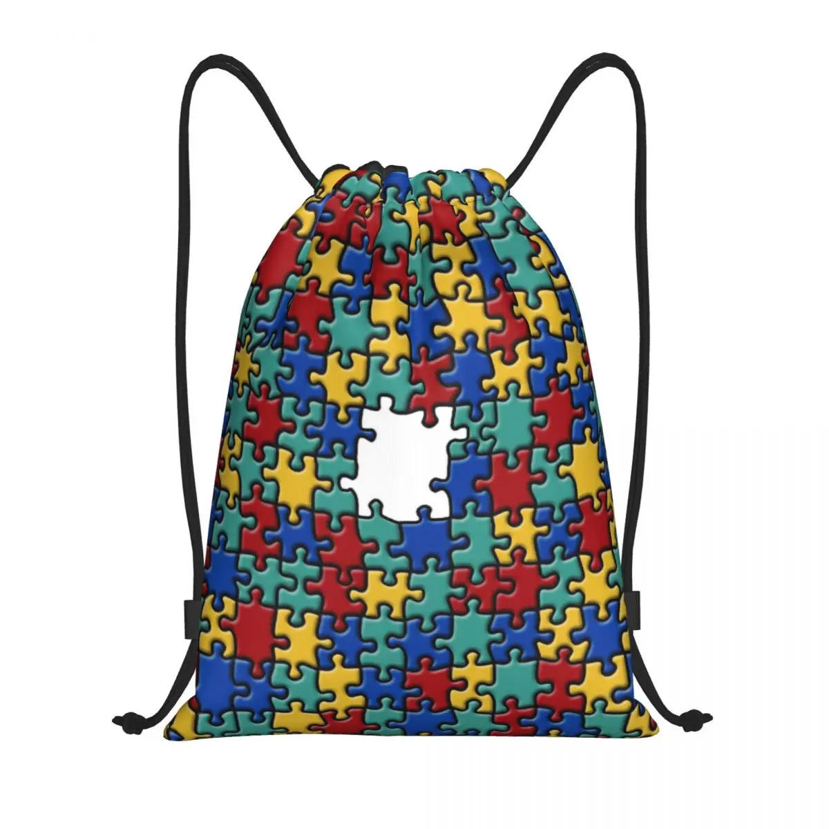 

Colorful Puzzle Autism Awareness Drawstring Backpack Sports Gym Bag for Women Men Shopping Sackpack