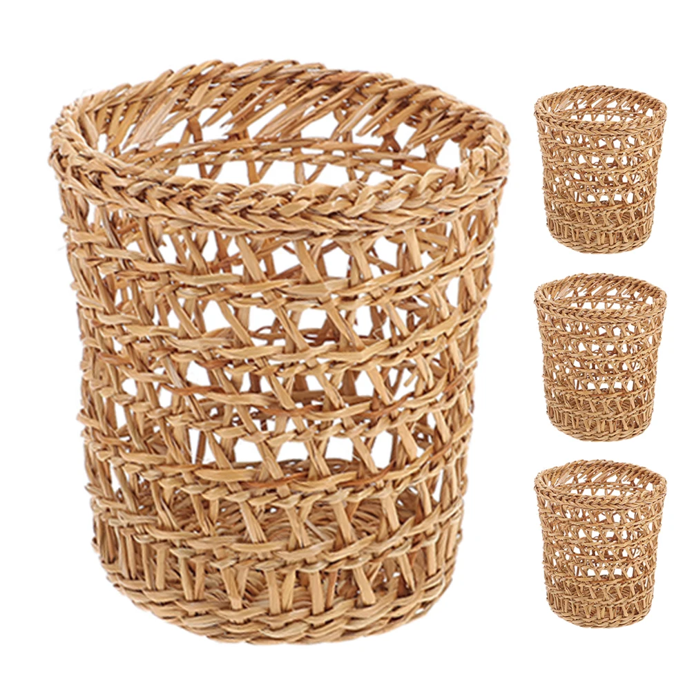 

4 Pcs Straw Woven Heat-insulated Cup Set Coffee Cups Sleeve for Glass Sleeves Cold Drinks