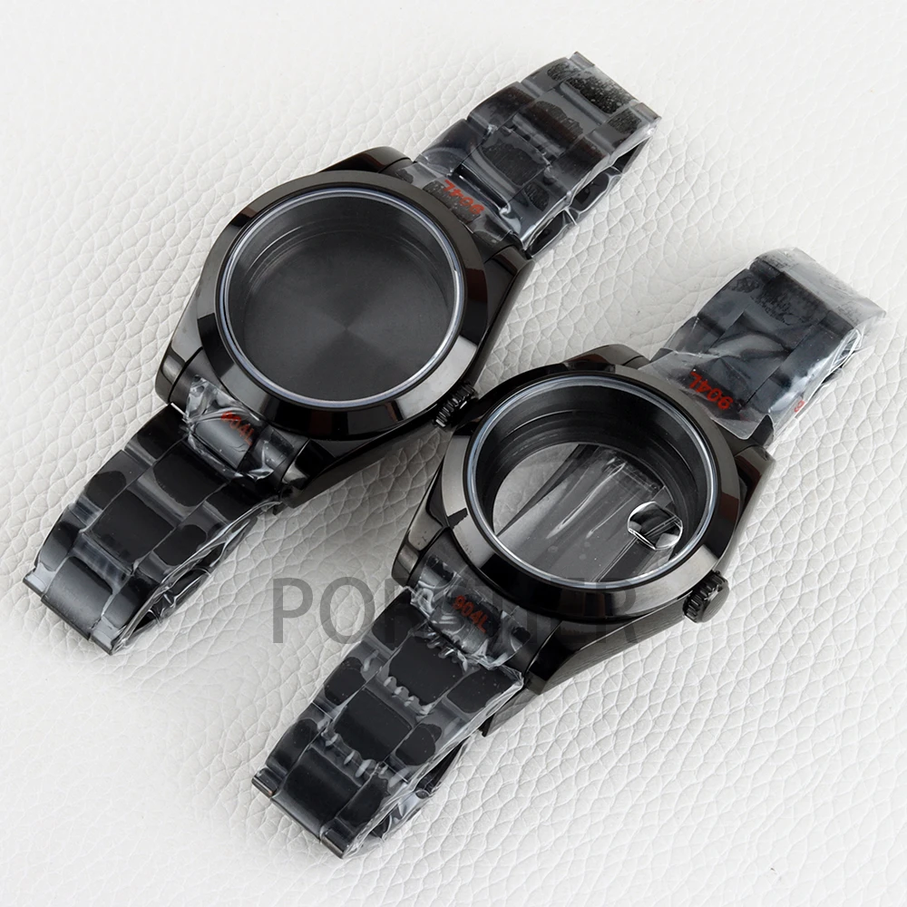Black 36/39mm NH35 Watch Case 20mm Solid 316L Stainless Steel Jubilee/Oyster Strap for Datejust NH35 NH36 Movement 28.5mm Dial image 5